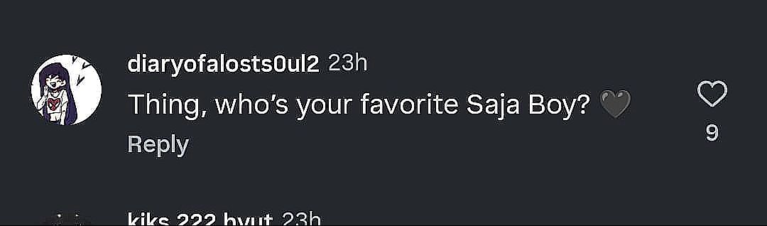 A fan comment on the Instagram post