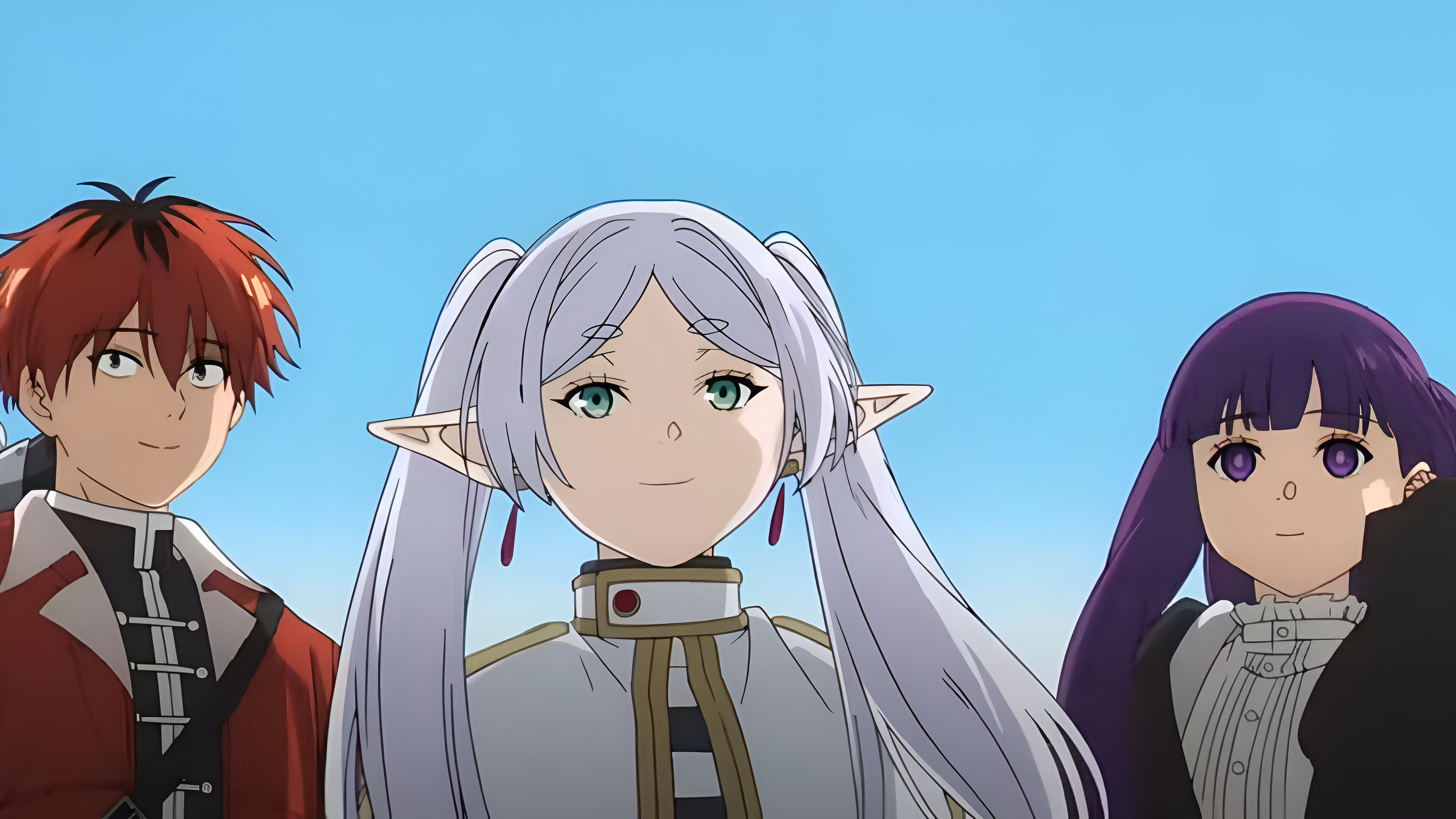Frieren, Fern and Stark as seen in the series 