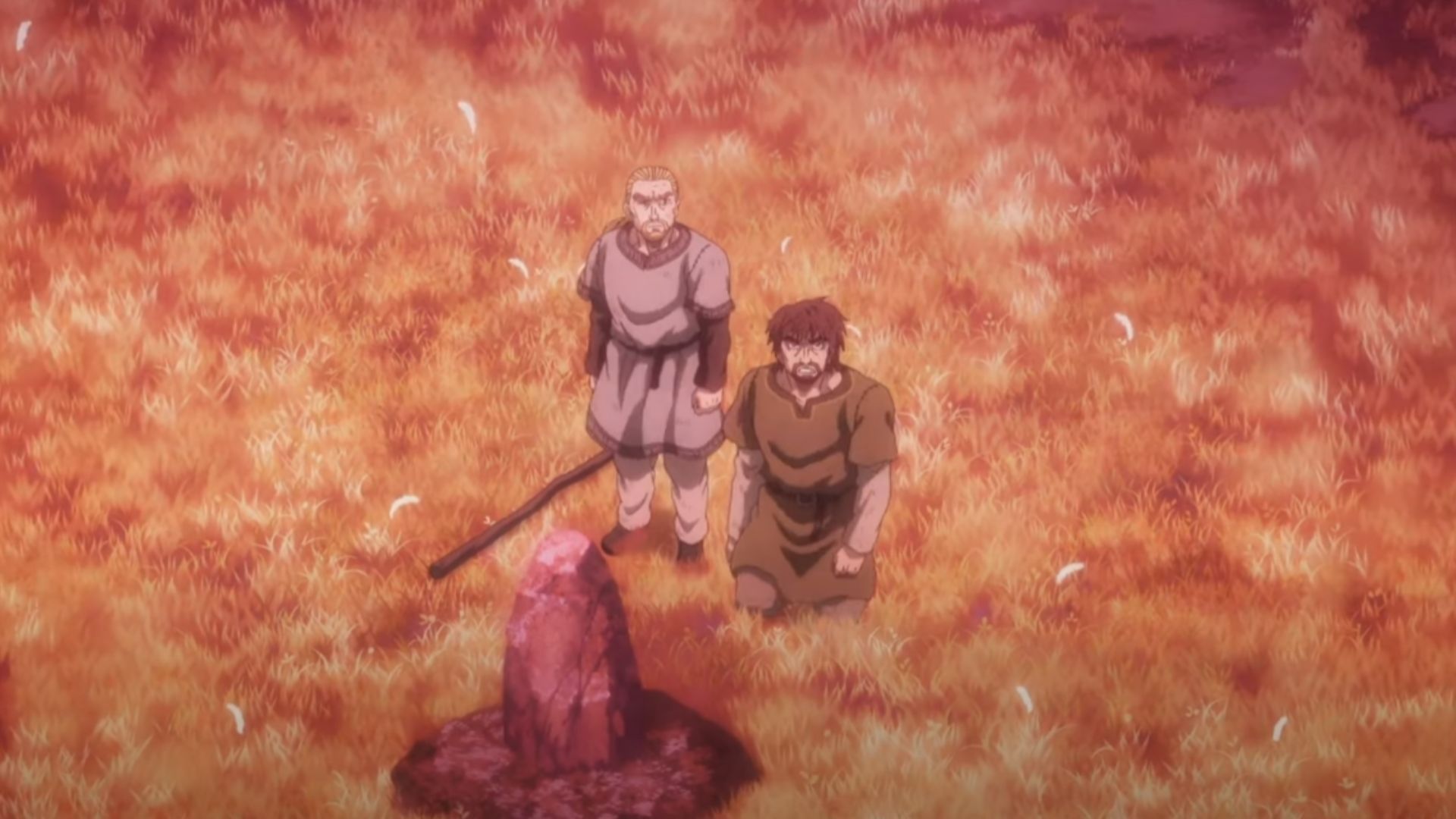 Thorfinn and Einar as seen near Arnheid&#039;s grave (Image Source: MAPPA Studio)