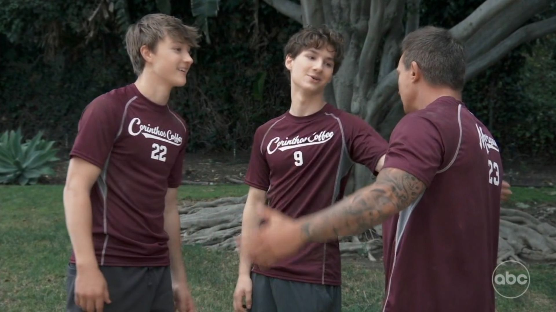 Drew and Rocco are playing for the Corinthos Coffee softball team on General Hospital | Image: ABC