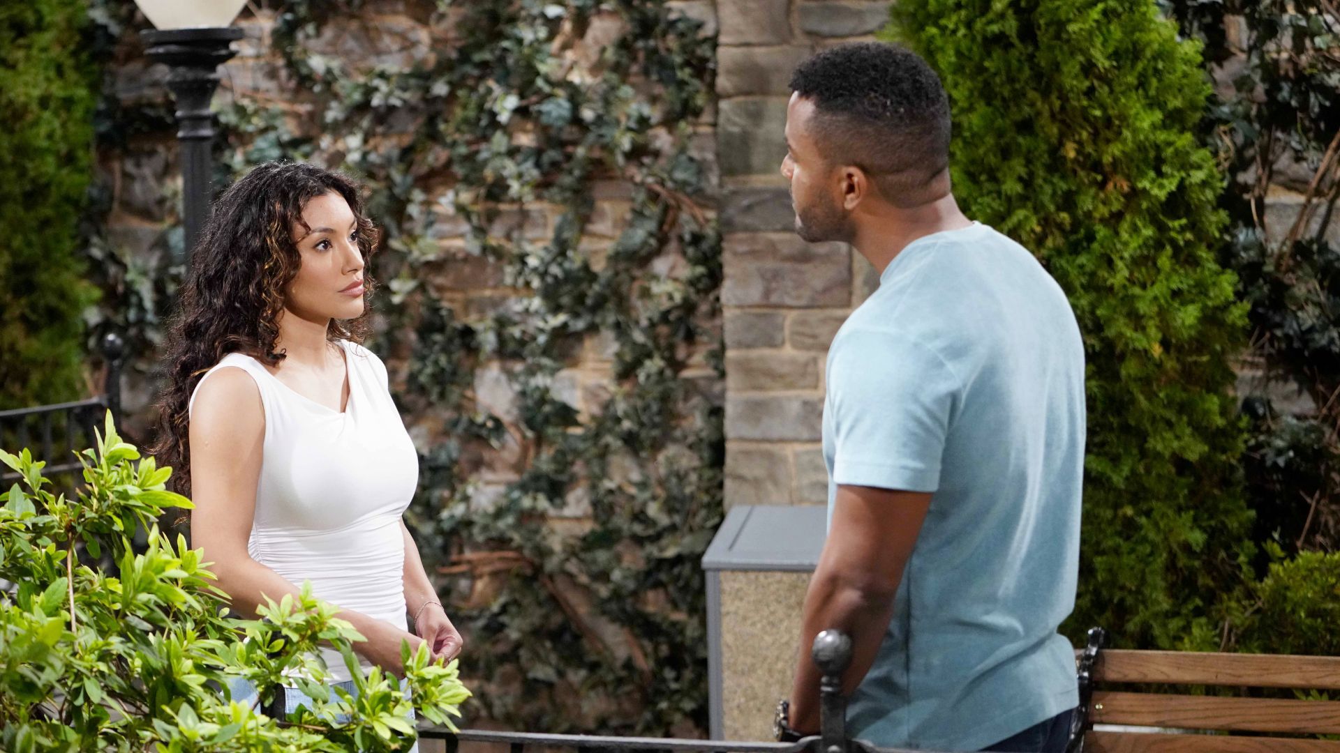 Audra Charles (Zuleyka Silver) needs to confess what she did to Nate (Sean Dominic) on The Young and the Restless | Image: JPI