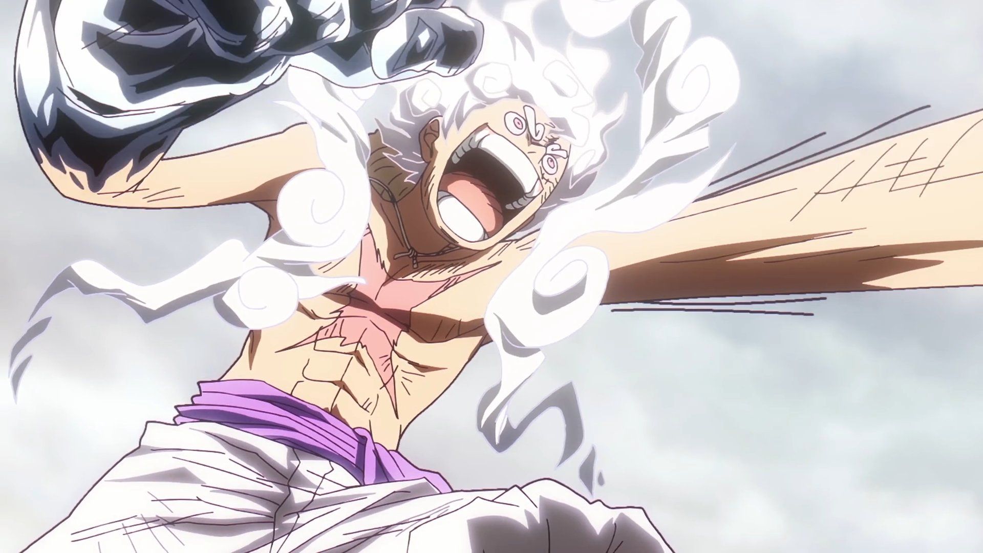 Luffy in Gear 5 as seen in anime