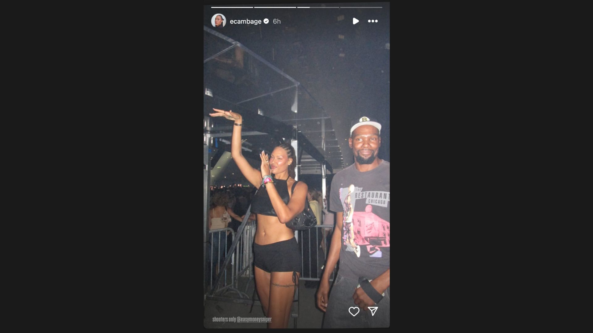 Liz Cambage and Kevin Durant spotted together (Screenshot via Instagram Story)