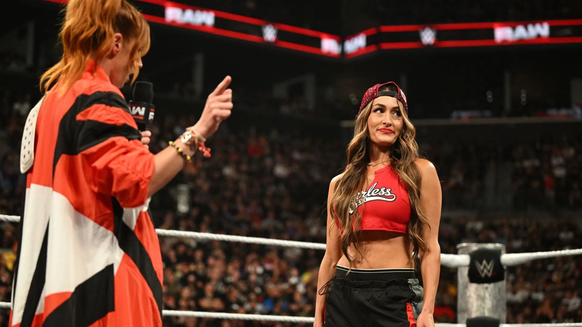 Nikki Bella and Becky Lynch on WWE Raw (Getty via Soap Central CMS - Resized on Canva)