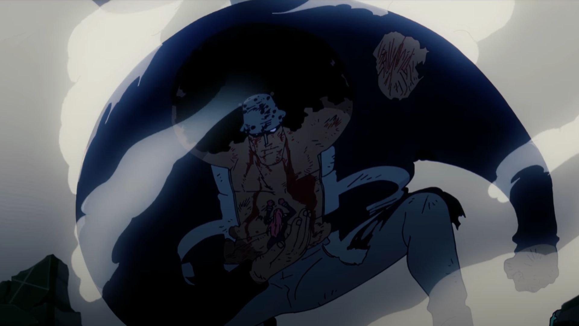 Kuma saves Bonney from Saturn&#039;s attack (Image Source: Toei Animation)