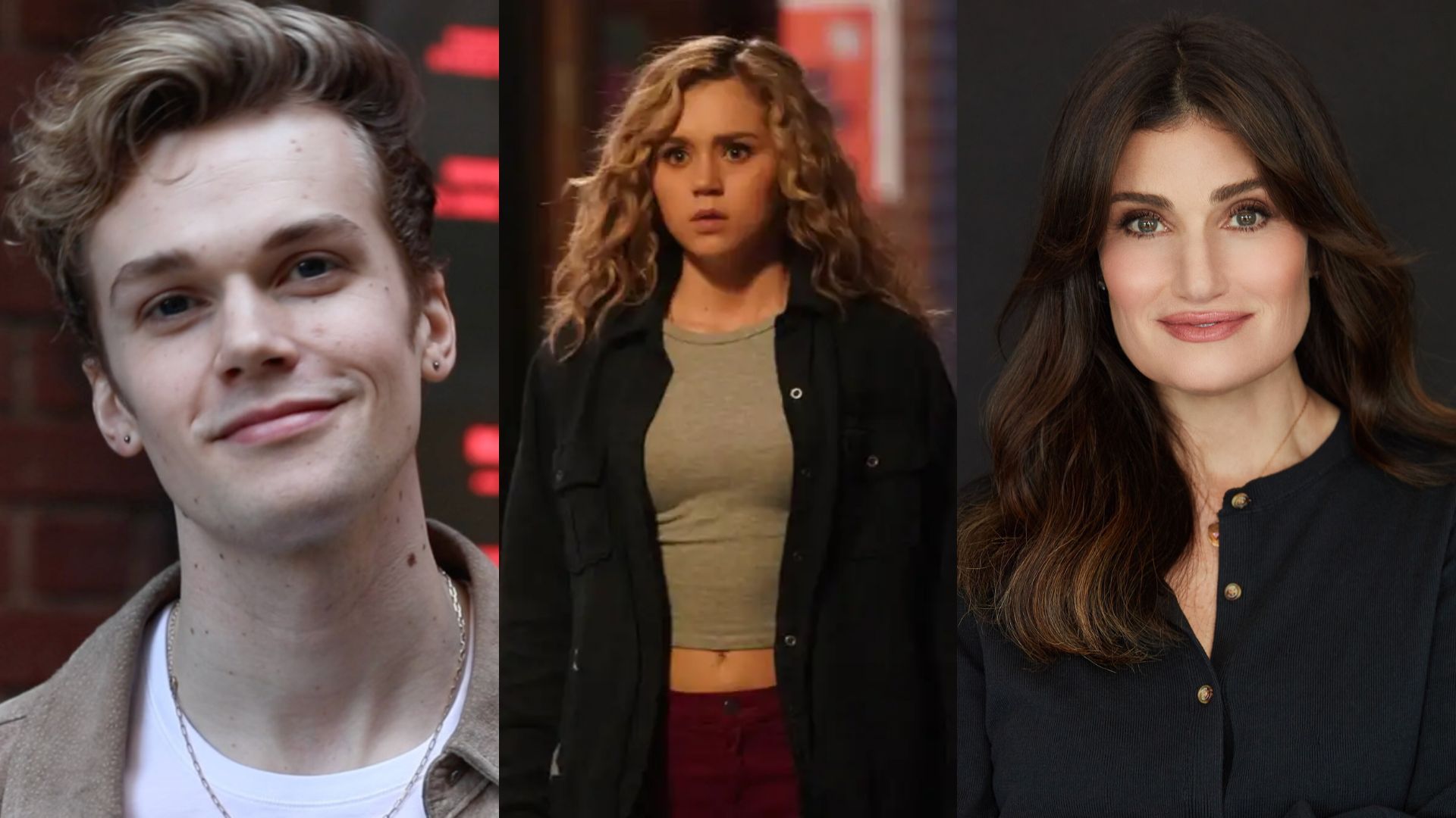 Ben Jackson Walker, Brec Bassinger, and Idina Menzel | Images via Instagram, Warner Bros., and Disney+