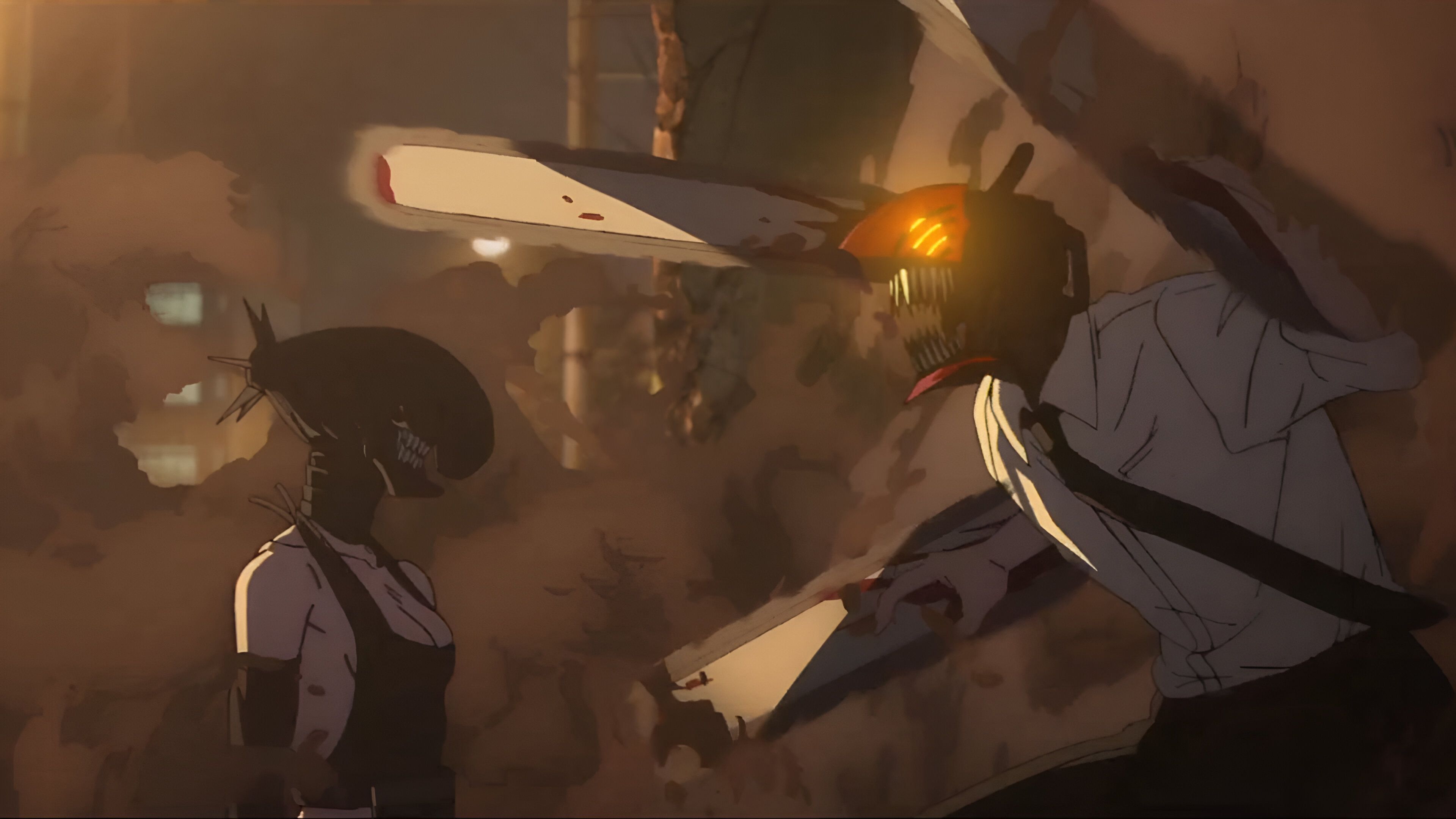 The Bomb Devil confronting Chainsaw Man in the movie 