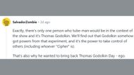 Reddit user SalvadorZombie theorizing on Gen V Season 2's Cipher