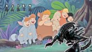 Scene from Peter Pan (Disney) with the Lost Boys and Xenomorph from Alien: Earth | Images via: Disney | Collage by: Beatrix Kondo of Soap Central