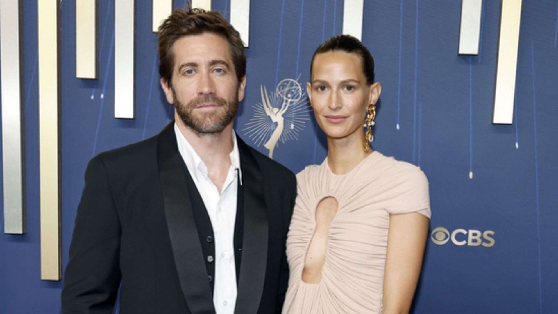 Jake Gyllenhaal and Jeanne Cadieu attend Emmys 2025 (Image via Getty)