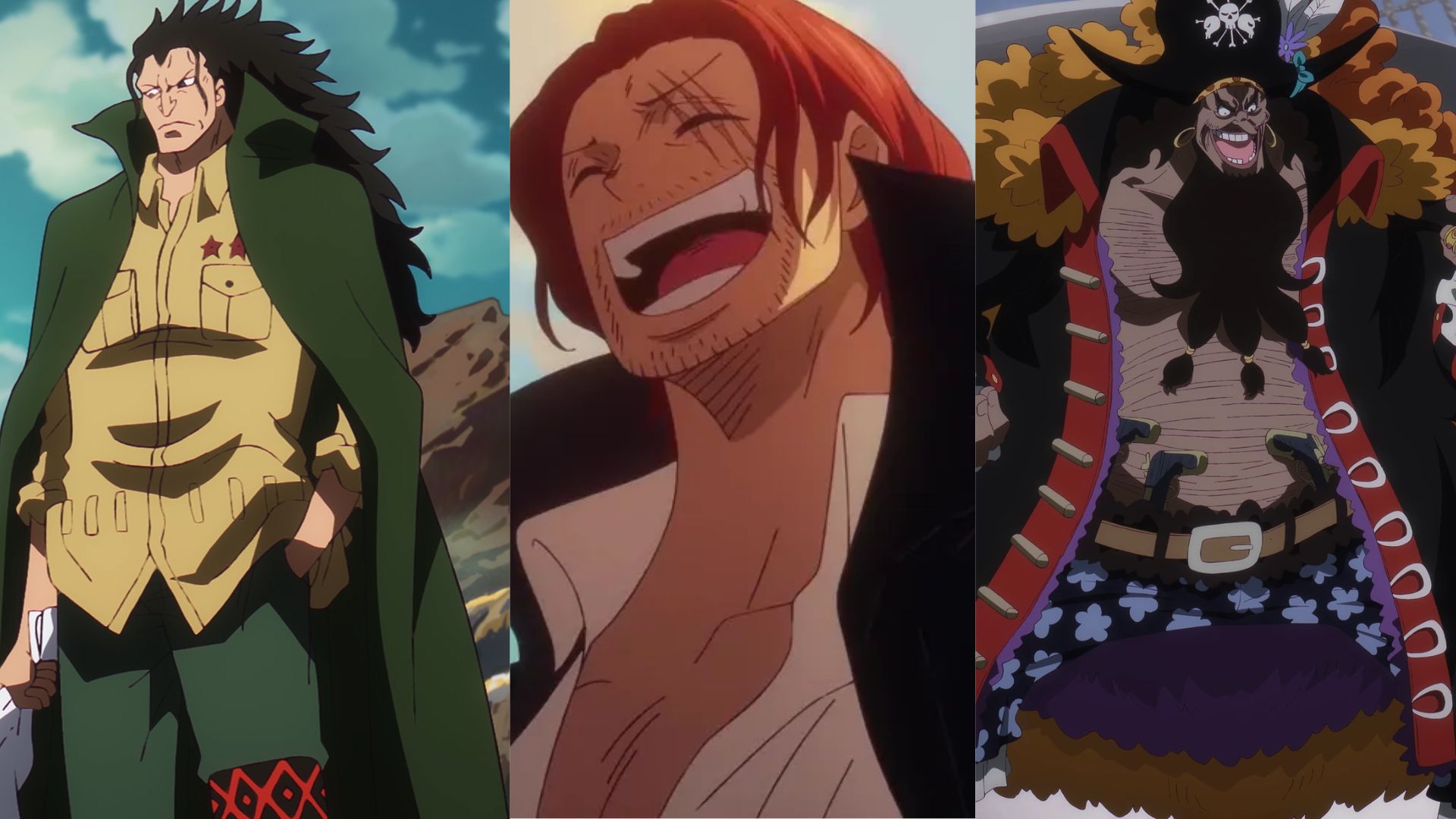 Shanks, Dragon and Blackbeard as seen in One Piece