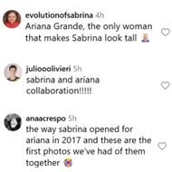 Fans react to Sabrina and Ariana's photo. (Image via Instagram/@sabrinacarpenter)
