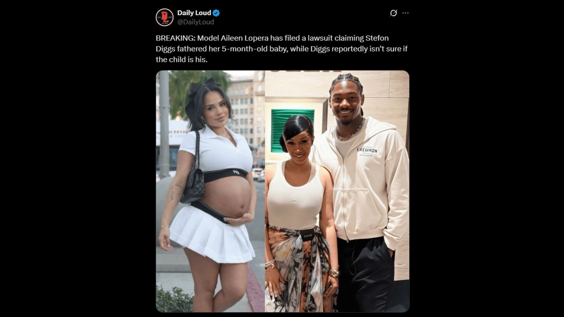 Aileen Lopera is suing Cardi B&#039;s boyfriend and NFL star, Stefon Diggs, for paternity. (Image via X)
