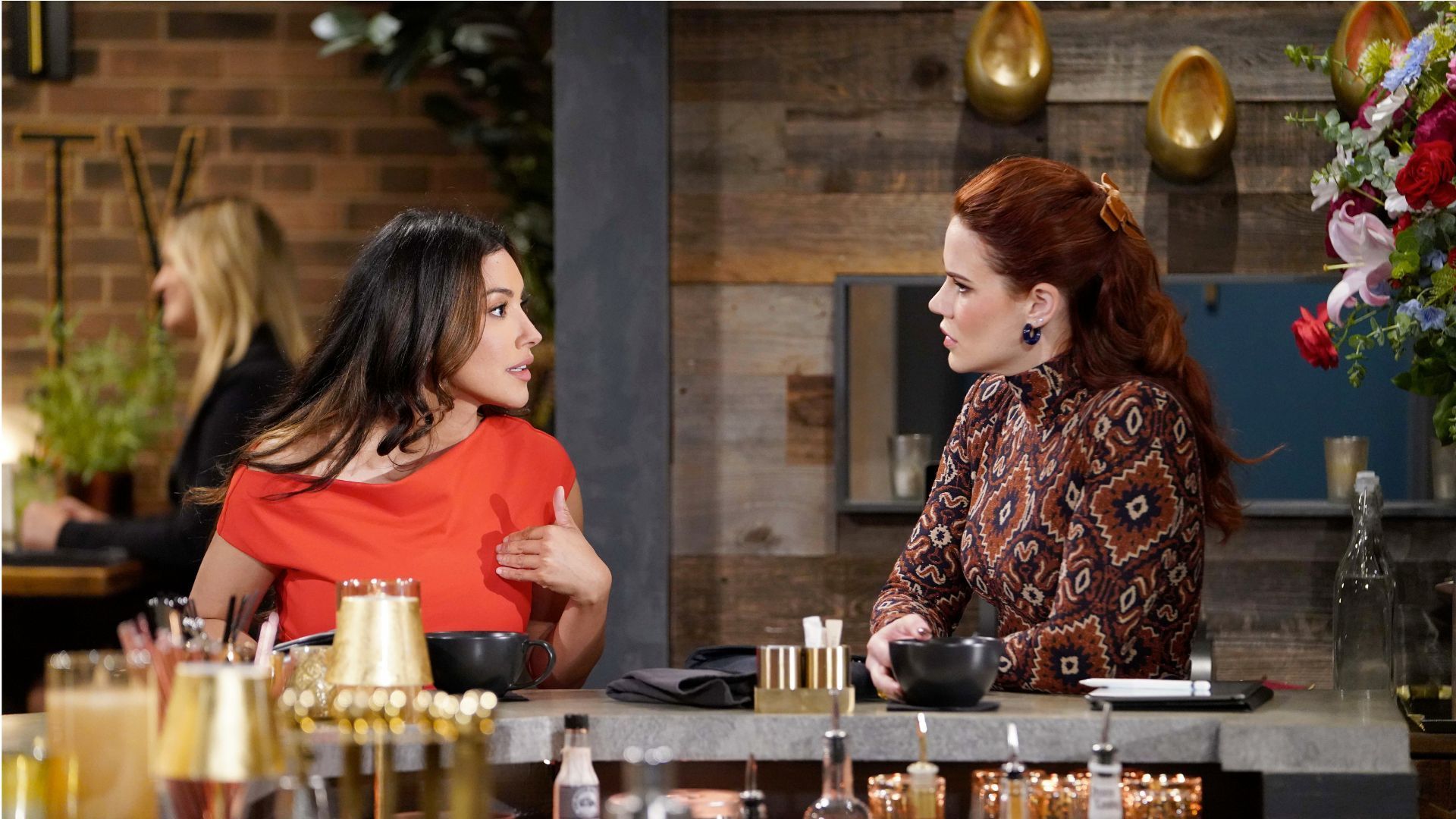 When Audra (Zuleyka Silver) and Sally (Courtney Hope) start brainstorming, the world had better watch out on The Young and the Restless | Image: JPI