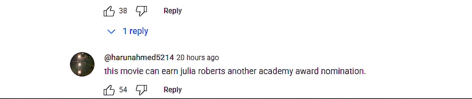 Comment shared by a fan