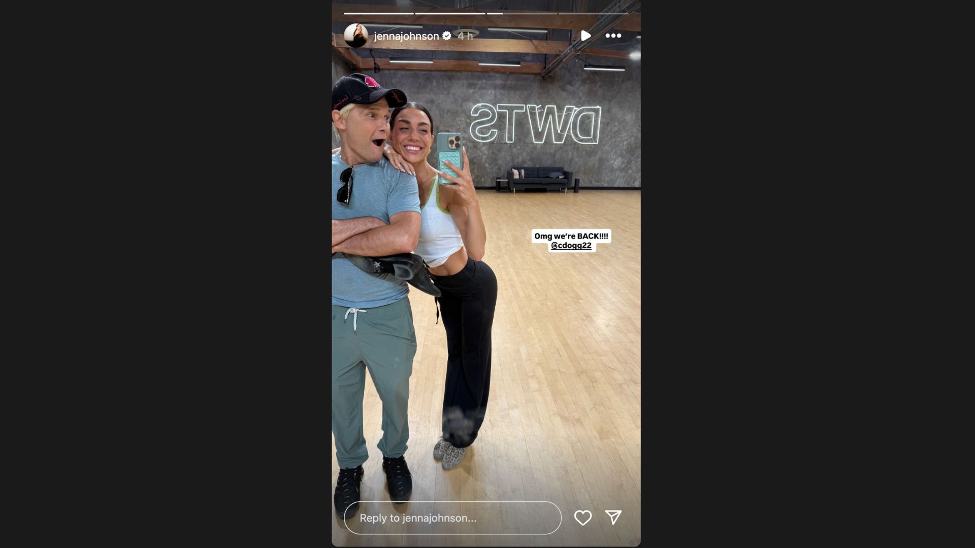 Jenna Johnson and Corey Feldman (Screenshot via Instagram Stories)