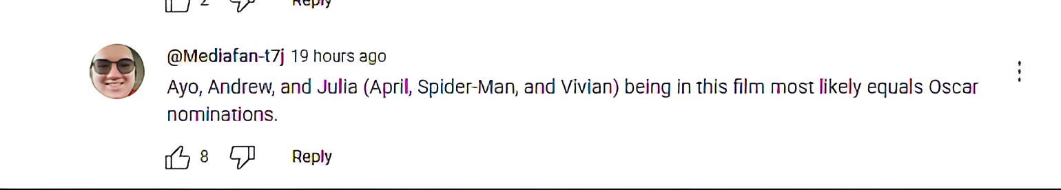 Comment shared by a fan