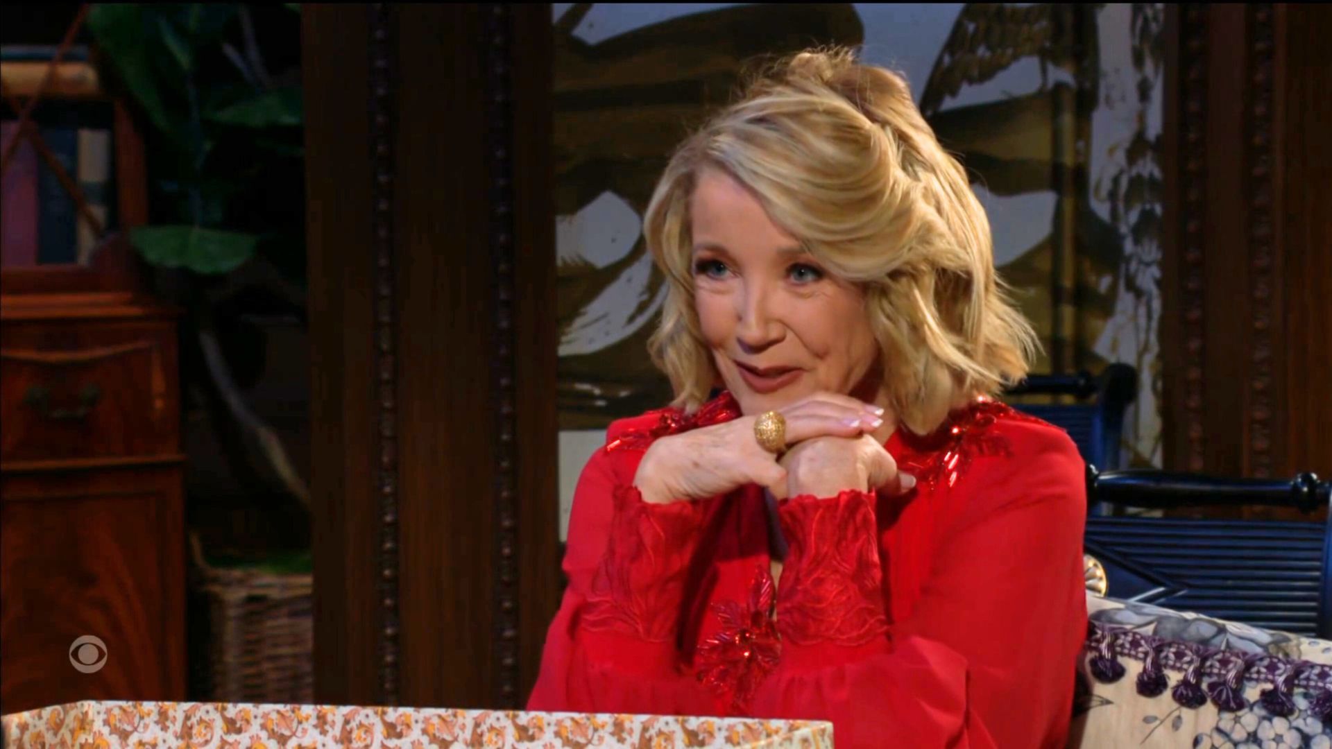 Nikki (Melody Thomas Scott) had a strong feeling her gift for Victor would be a hit on The Young and the Restless | Image: CBS