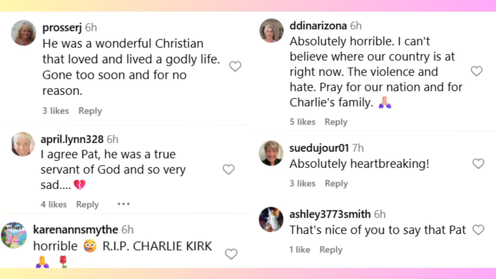 People&#039;s tributes towards Kirk&#039;s assassination (Image via Instagram/@thepatboone)