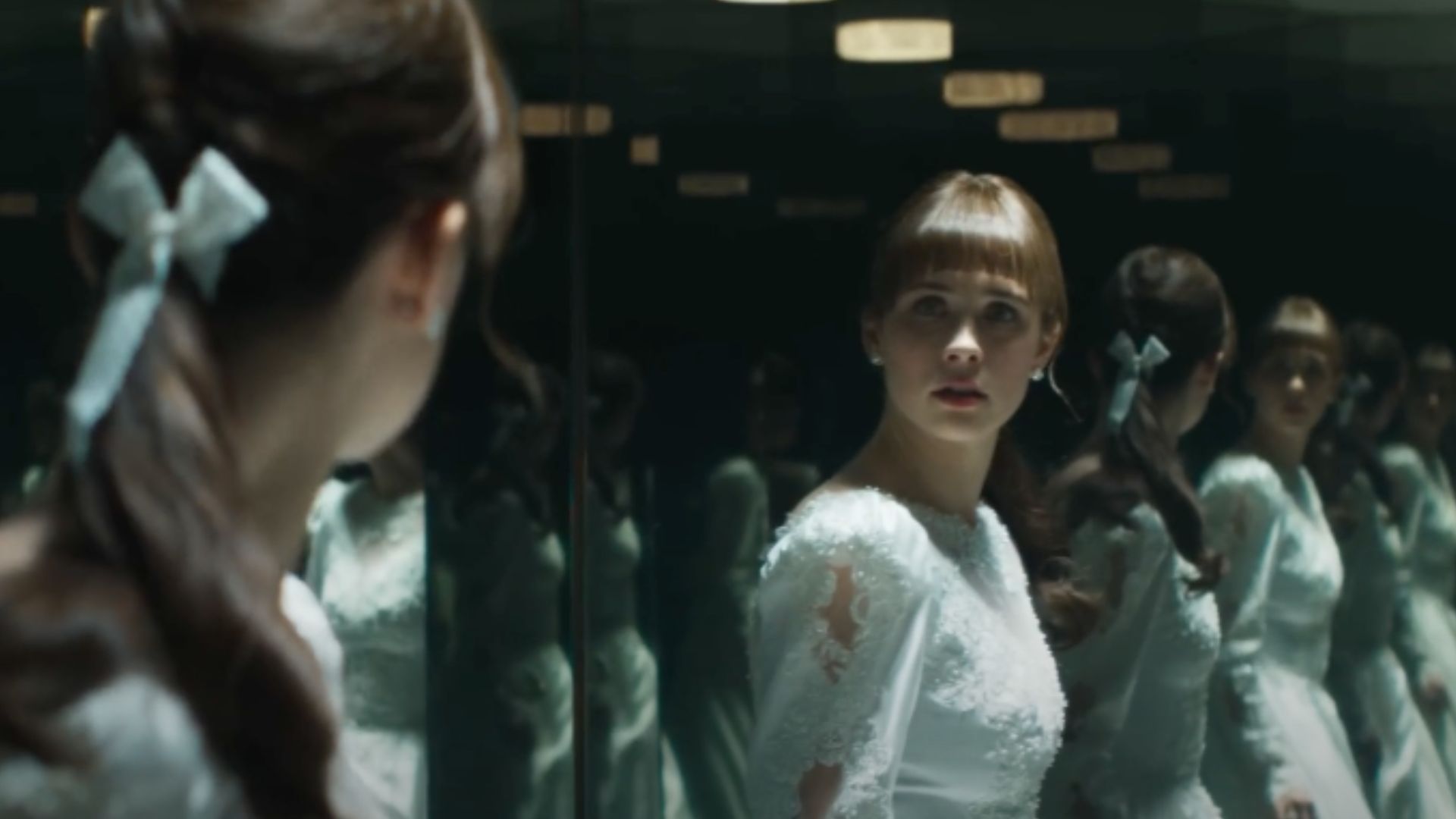 A still from The Conjuring: Last Rites, featuring the mirror scene of Judy Warren