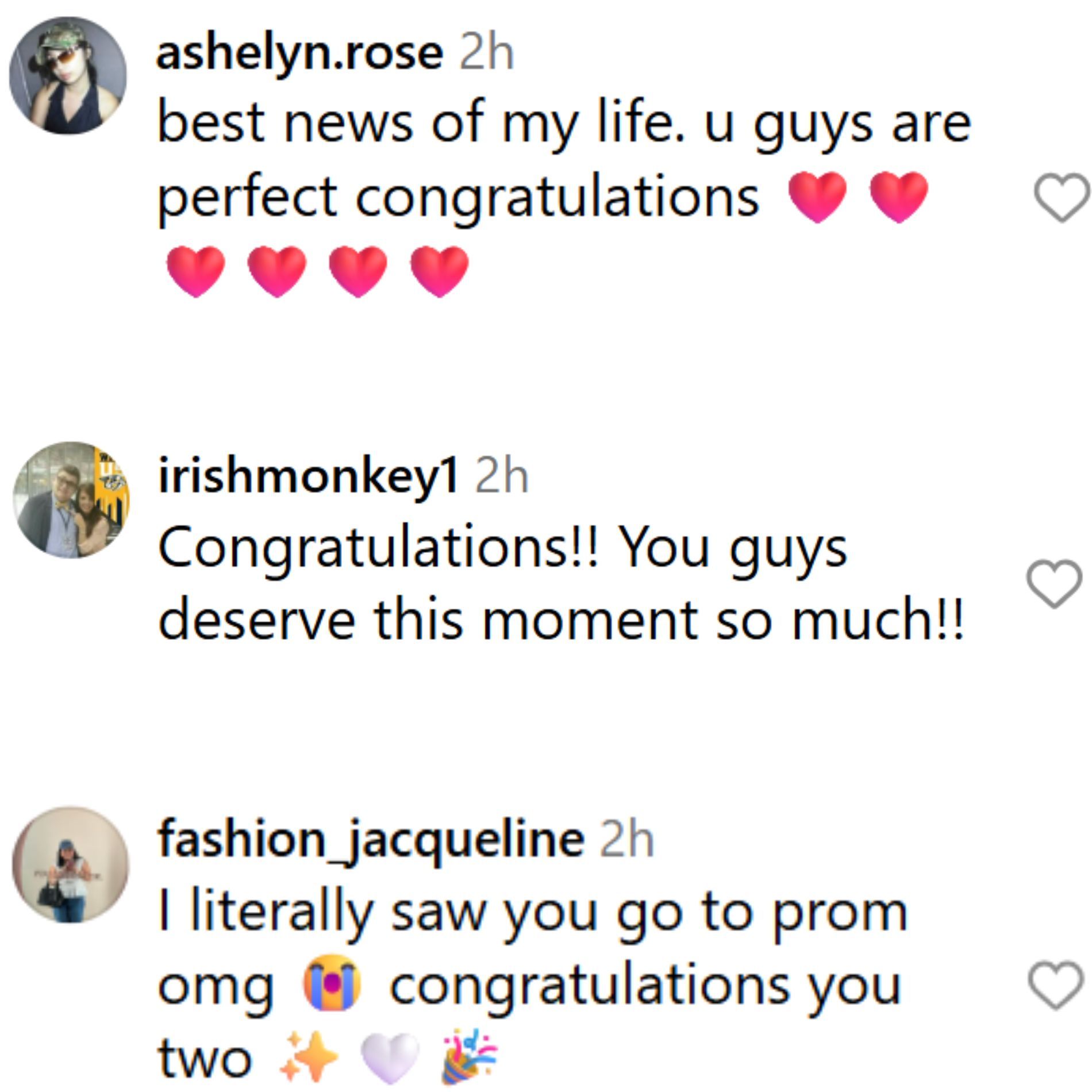 Fans react to the couple&#039;s engagement news. (Image via Instagram/@claudiasulewski)