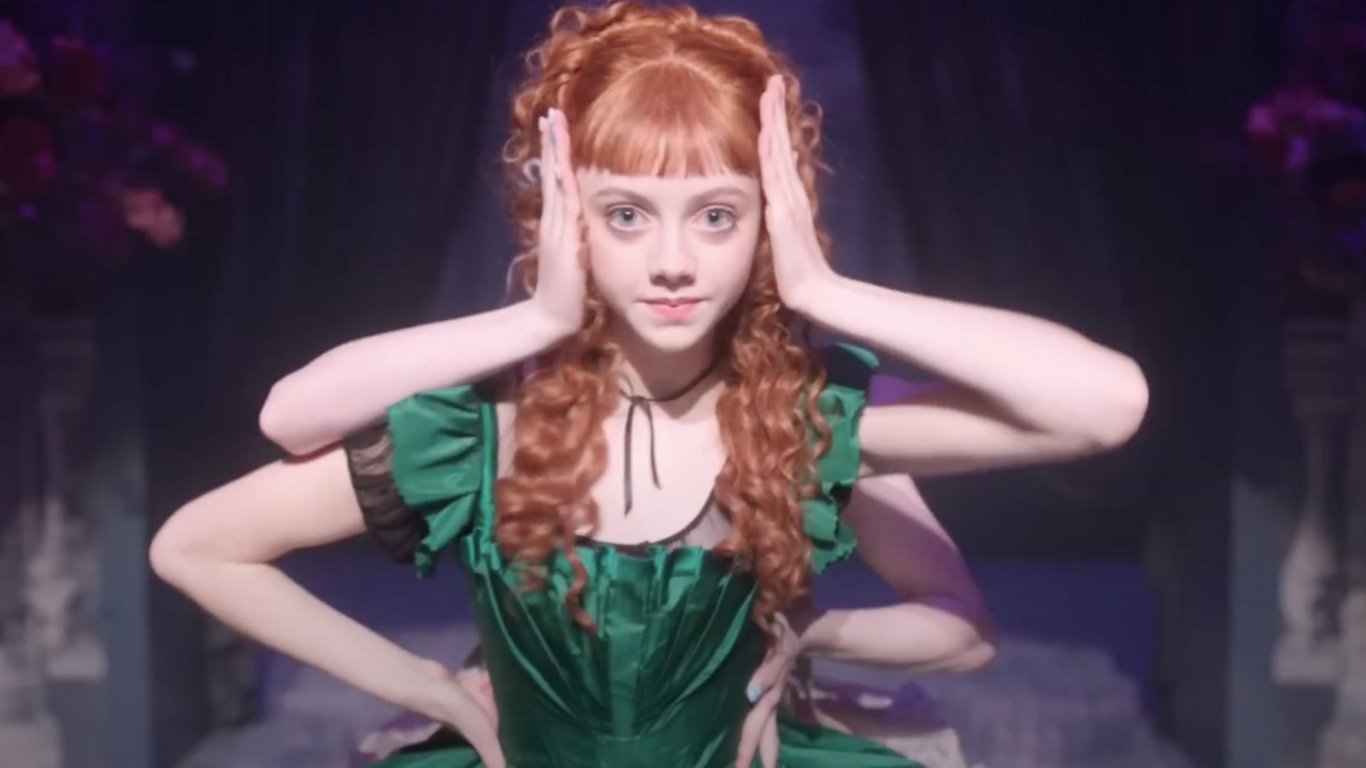 Evie Templeton as Agnes DeMille in Wednesday Season 2, during the dance performance with Enid