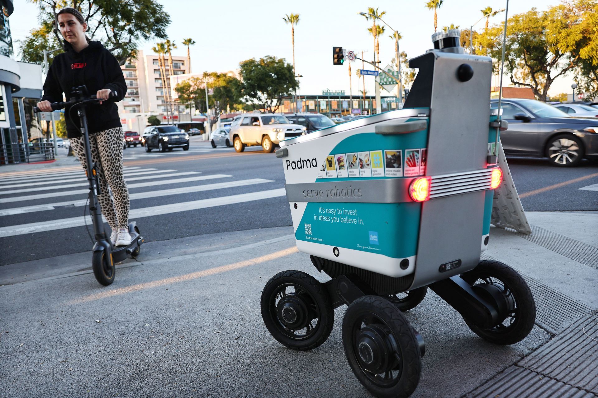 Pedestrians Share The Streets With Food Delivery Robots In Parts Of Los Angeles - Source: Getty