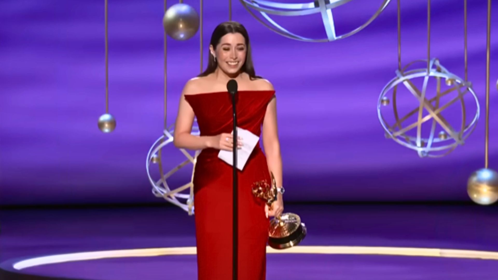 Cristin Milioti with her Emmy award for her performance in The Penguin | Image via Television Academy