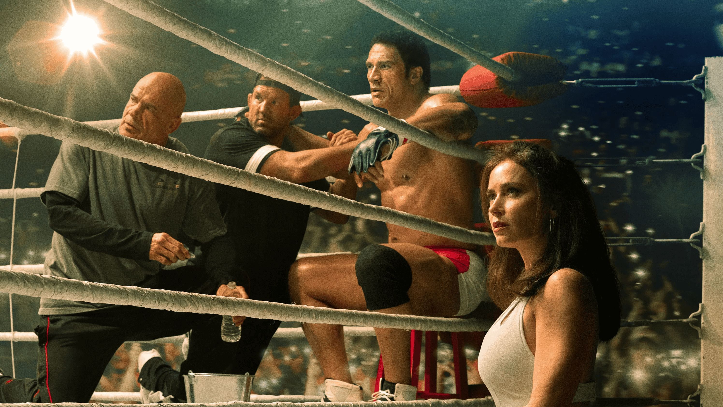 The Rock and Emily Blunt in The Smashing Machine (Image via A24)