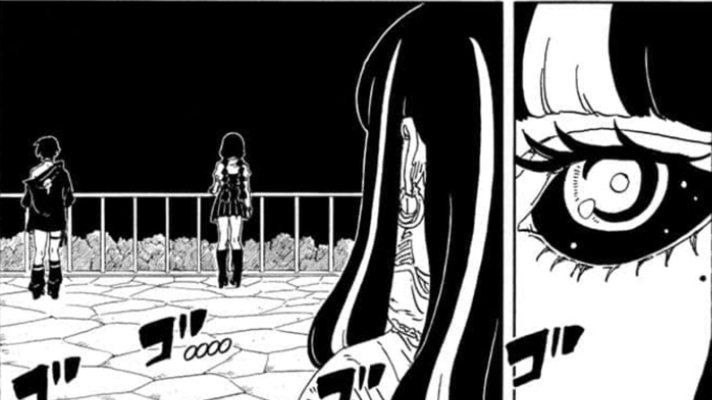 Eida watching Sumire and Sarada