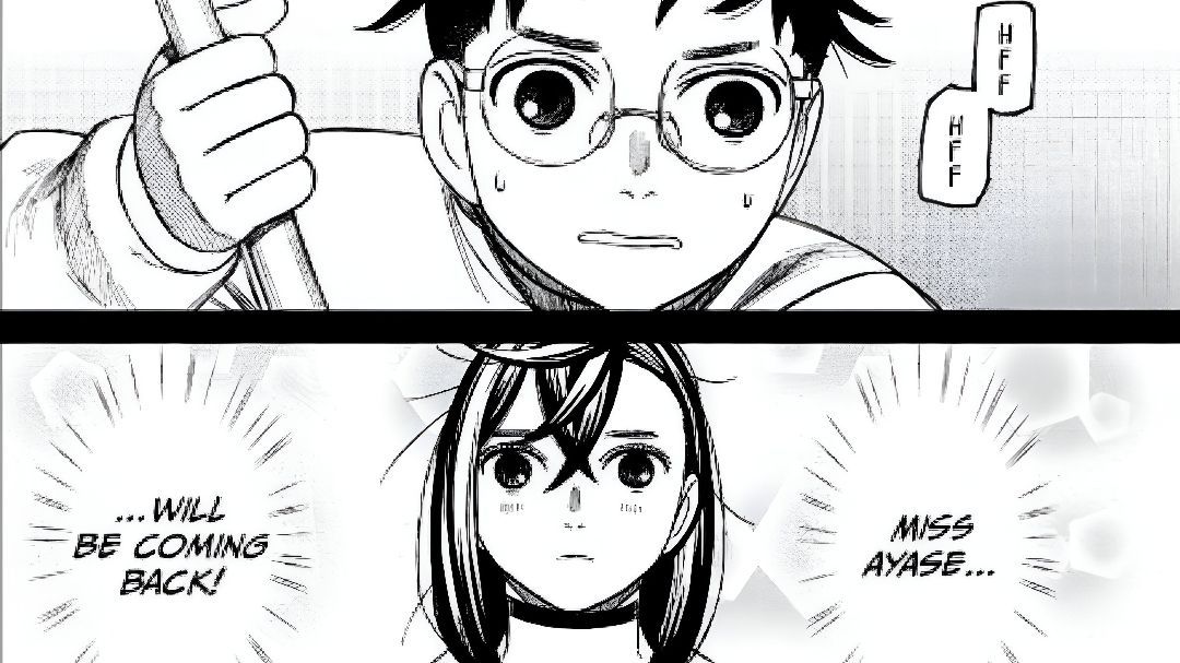 Okarun as seen waiting for Momo in Dandadan Chapter 210