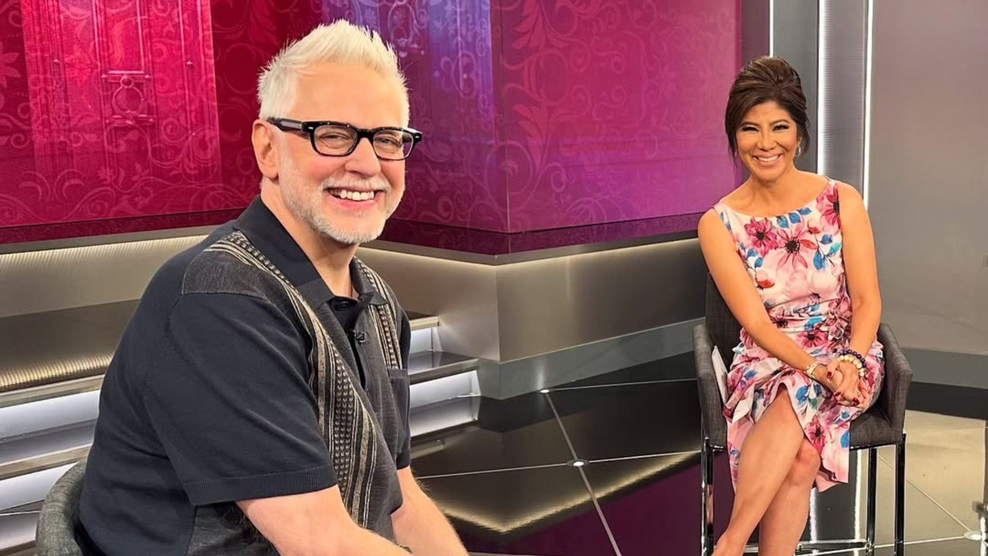 James Gunn with Julie Chen on Big Brother: Unlocked | Image via Instagram/ @juliechenmoonves