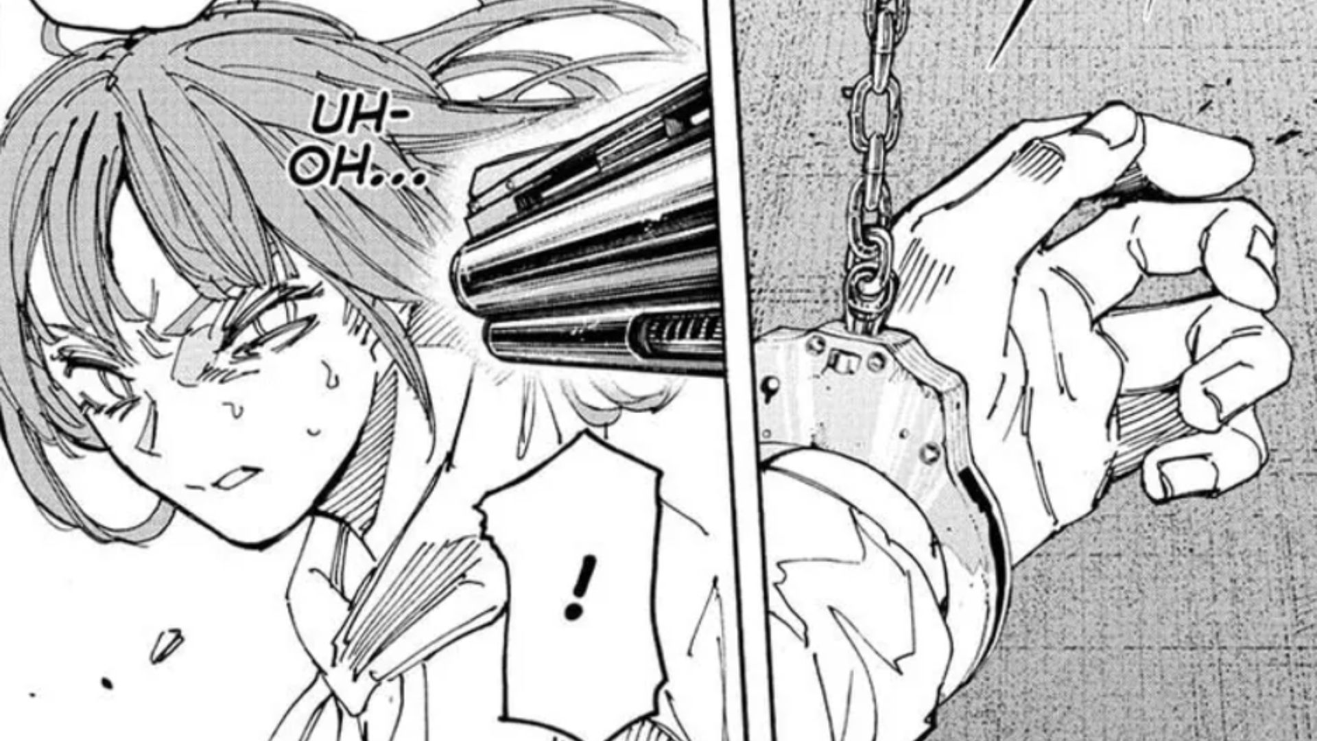 Lu being handcuffed and at gunpoint (Image Source: VIZ)
