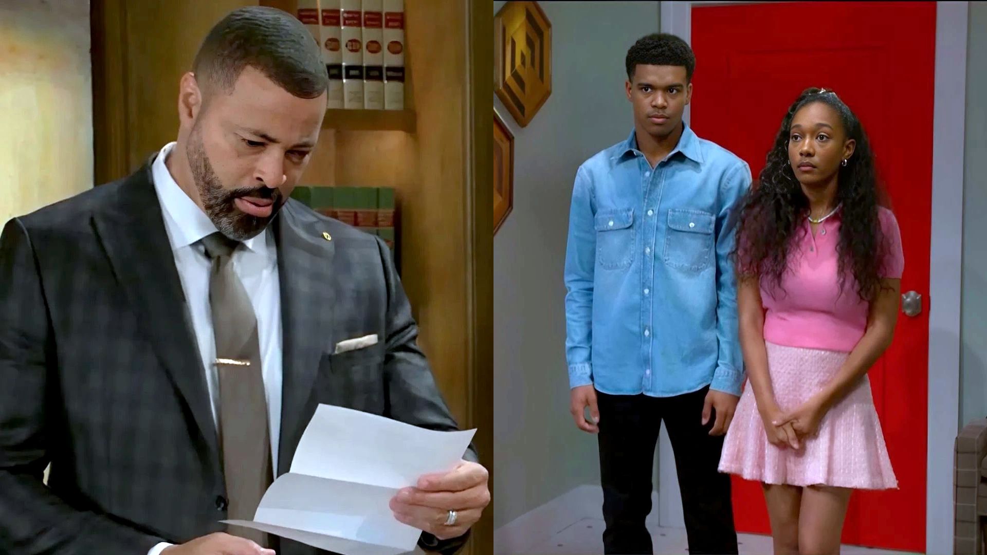 If they&#039;re mentioned, they&#039;re gonna need welcome mats: who can Samantha and Tyrell, and Bill, respectively, write Father&#039;s Day cards to on Beyond the Gates? | Image: CBS