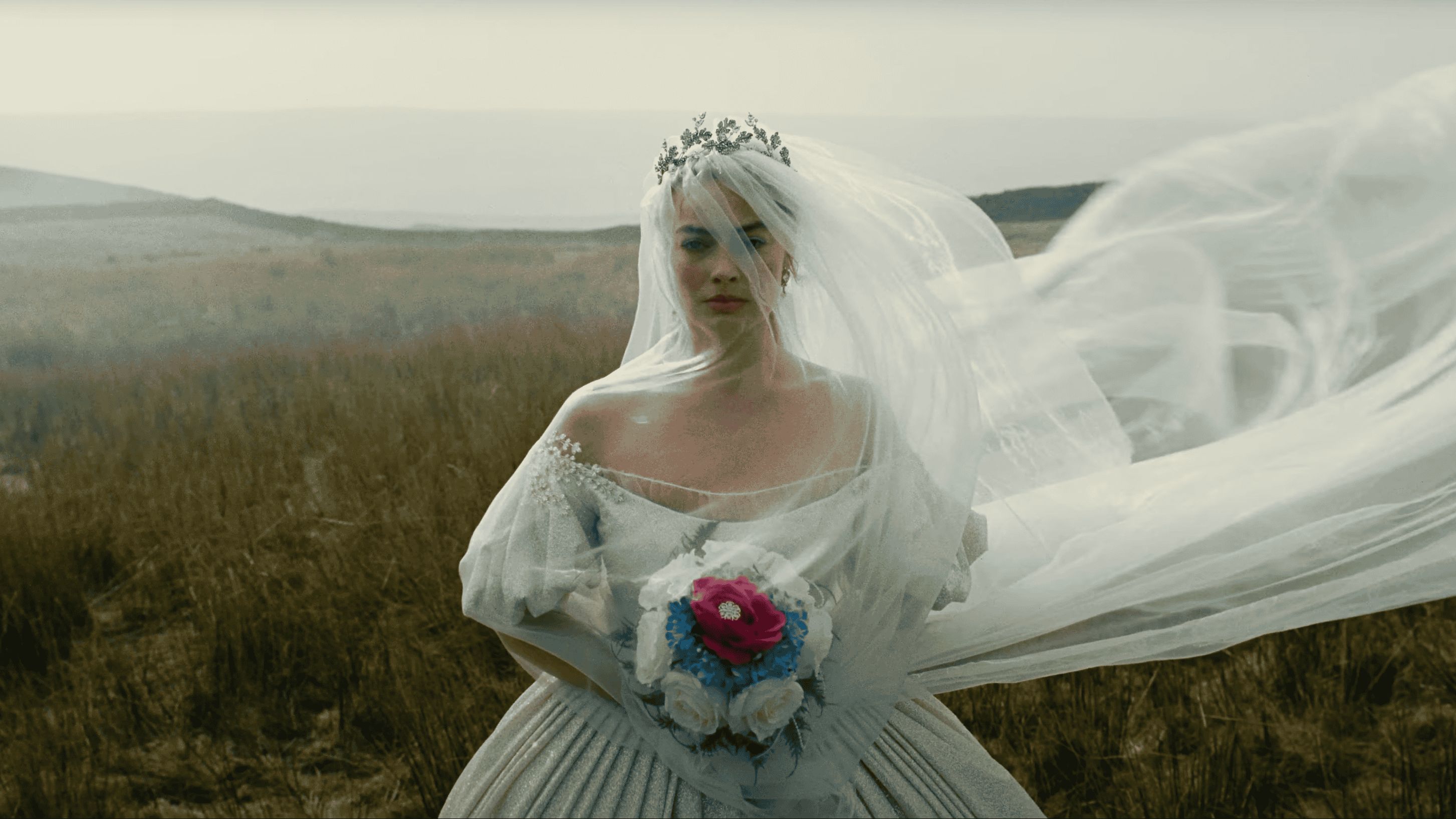 Margot Robbie as Catherine Earnshaw (Image via YouTube/Warner Bros.)