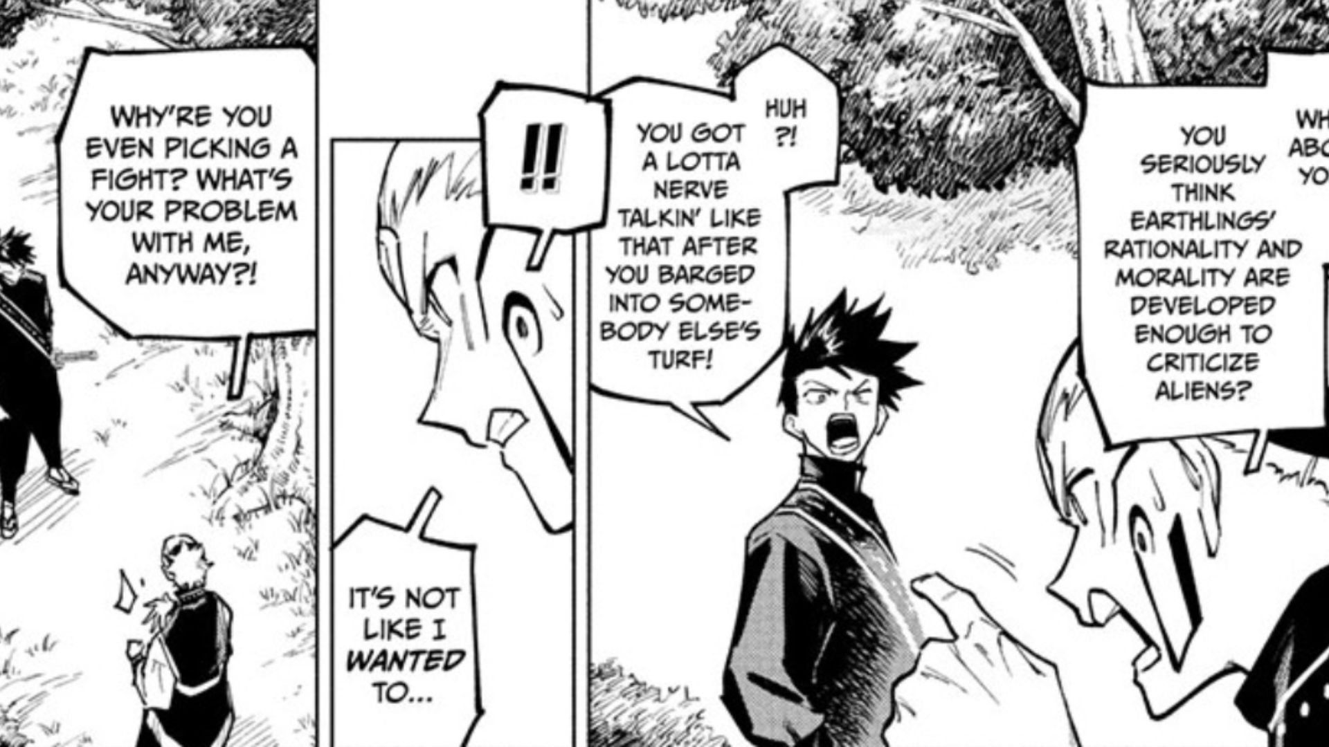 Tsurugi and Maku&#039;s argument about alien-human relations (Image Source: VIZ)