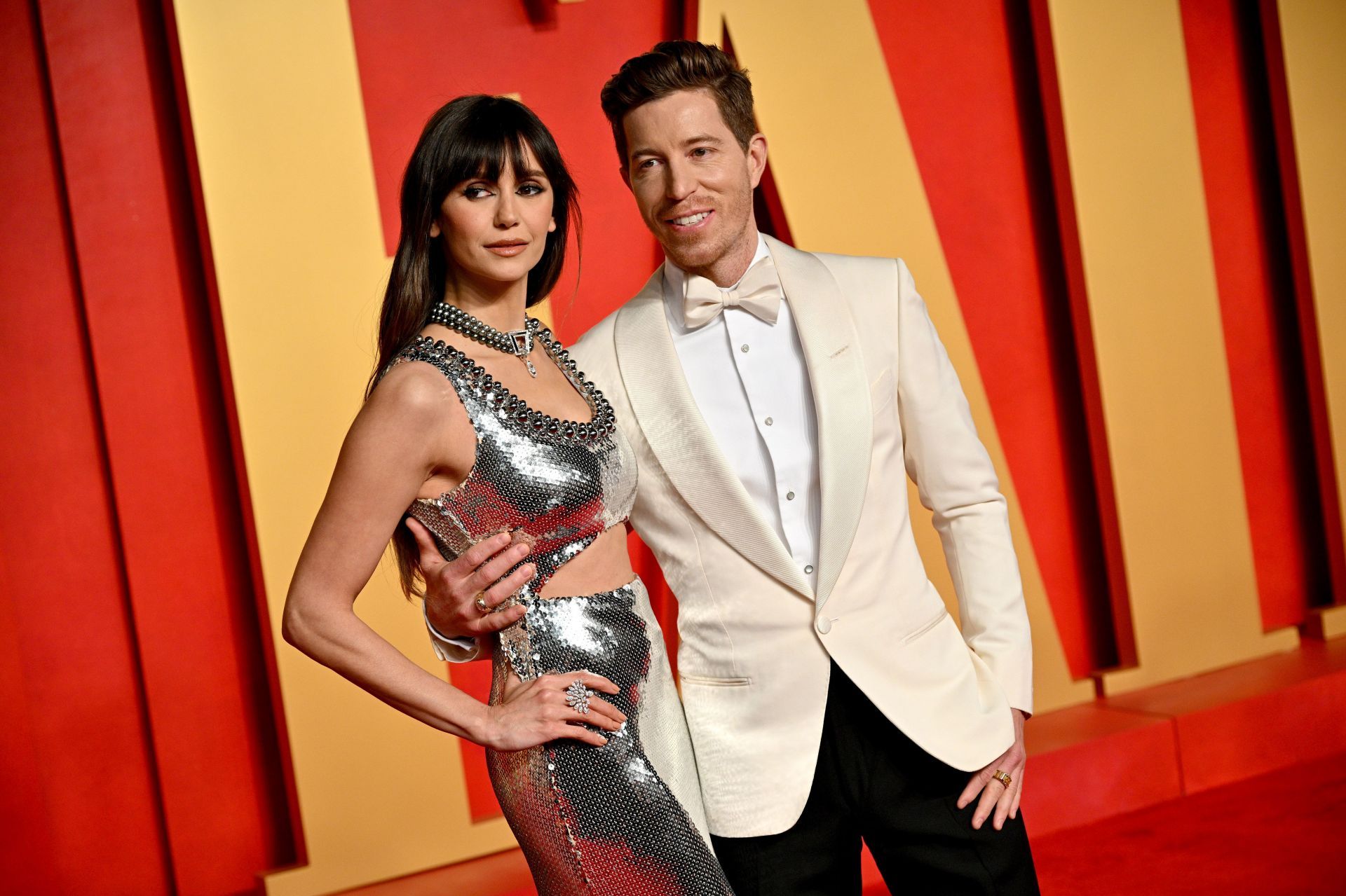 Nina Dobrev and Shaun White at the 2024 Vanity Fair Oscar Party (Image via Getty)