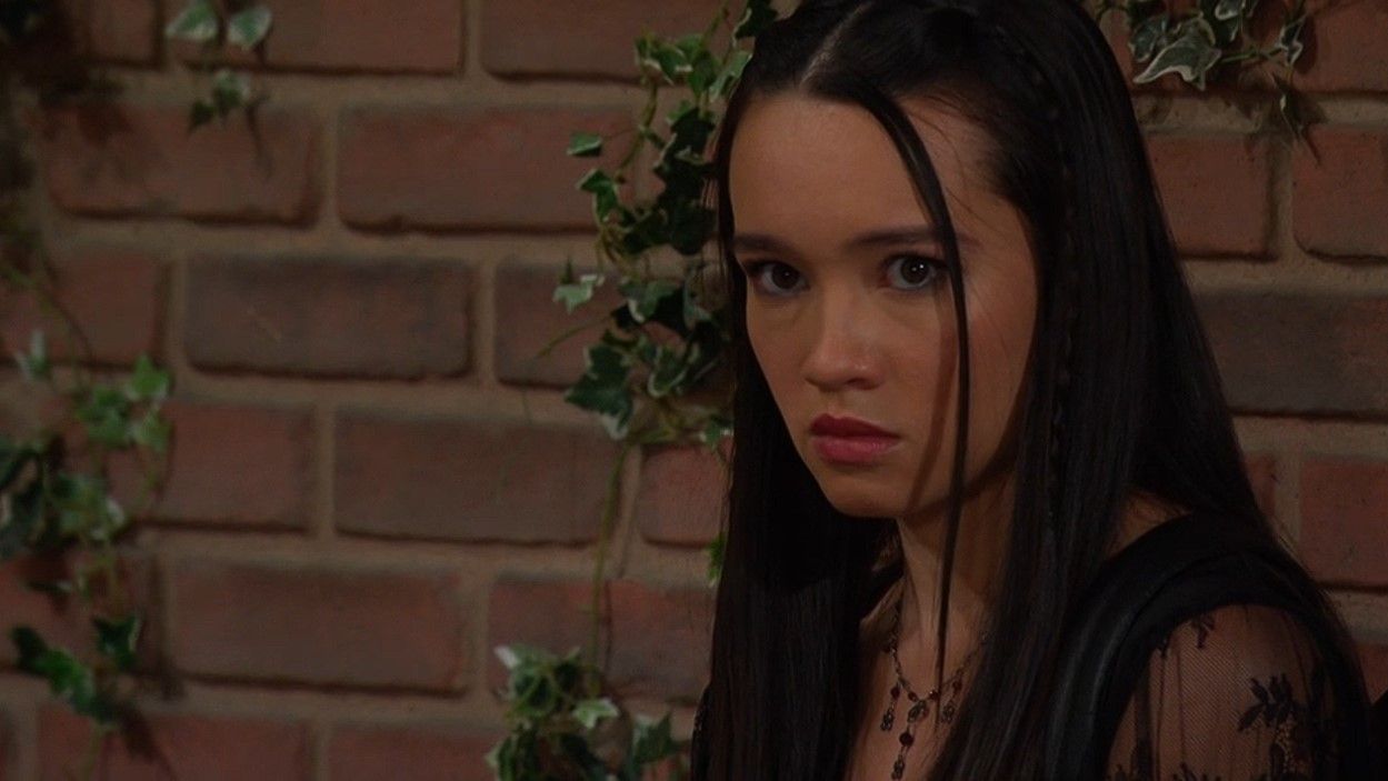 If looks could kill, Sophia (Rachel Boyd) just &ldquo;unalived&rdquo; a couple of unsuspecting Salemites. \Image: Peacock 