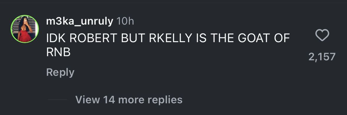 Comment of a user under The Shade Room&#039;s post about Tyrese calling the artist &ldquo;the King of R&amp;B.&quot; (Image via Instagram/@theshaderoom)