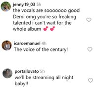Fans react to Demi's upcoming song. (Image via Instagram/@ddlovato)