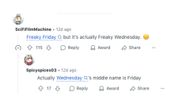 A comment thread on Reddit | Image via @reddit r/wednesday