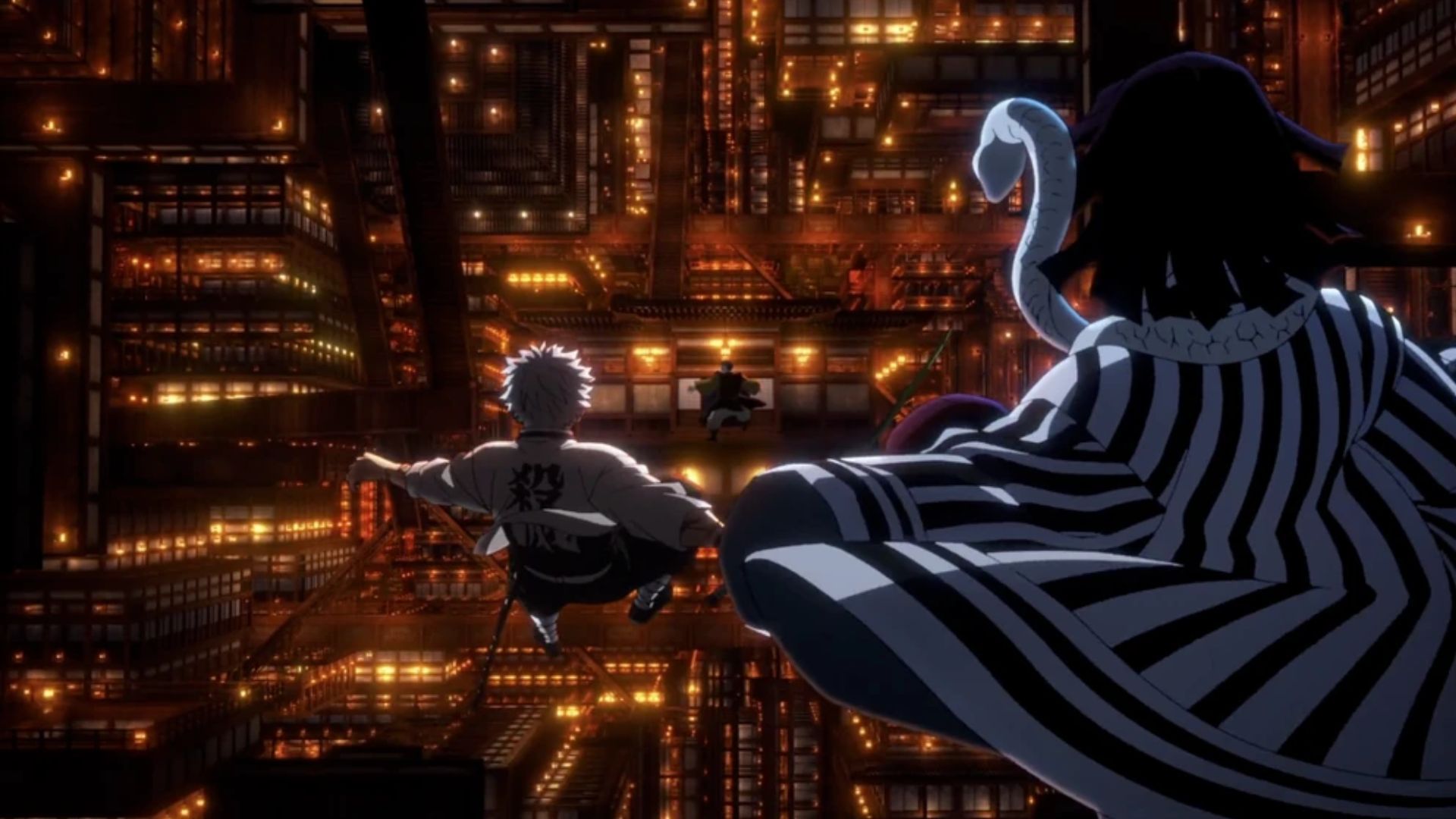 Sanemi Shinazugawa and Obanai Iguro, as seen in the recent film (Image credits: Ufotable)