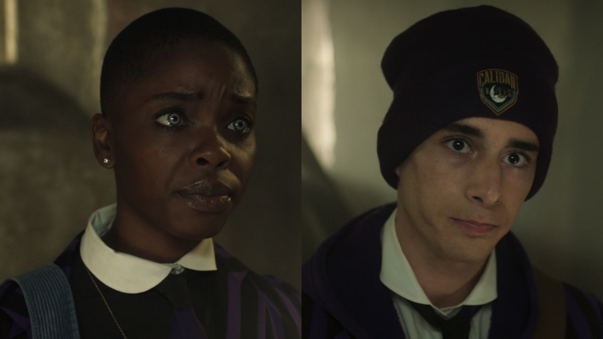 This is a collage of Bianca (left) and Ajax (right) in Wednesday Season 2 