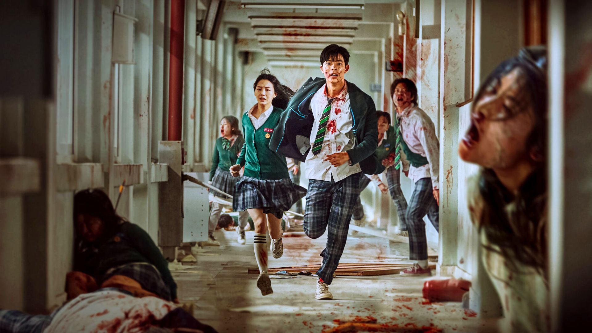 The iconic corridor scene from All of Us Are Dead Season 1 | Image via Netflix