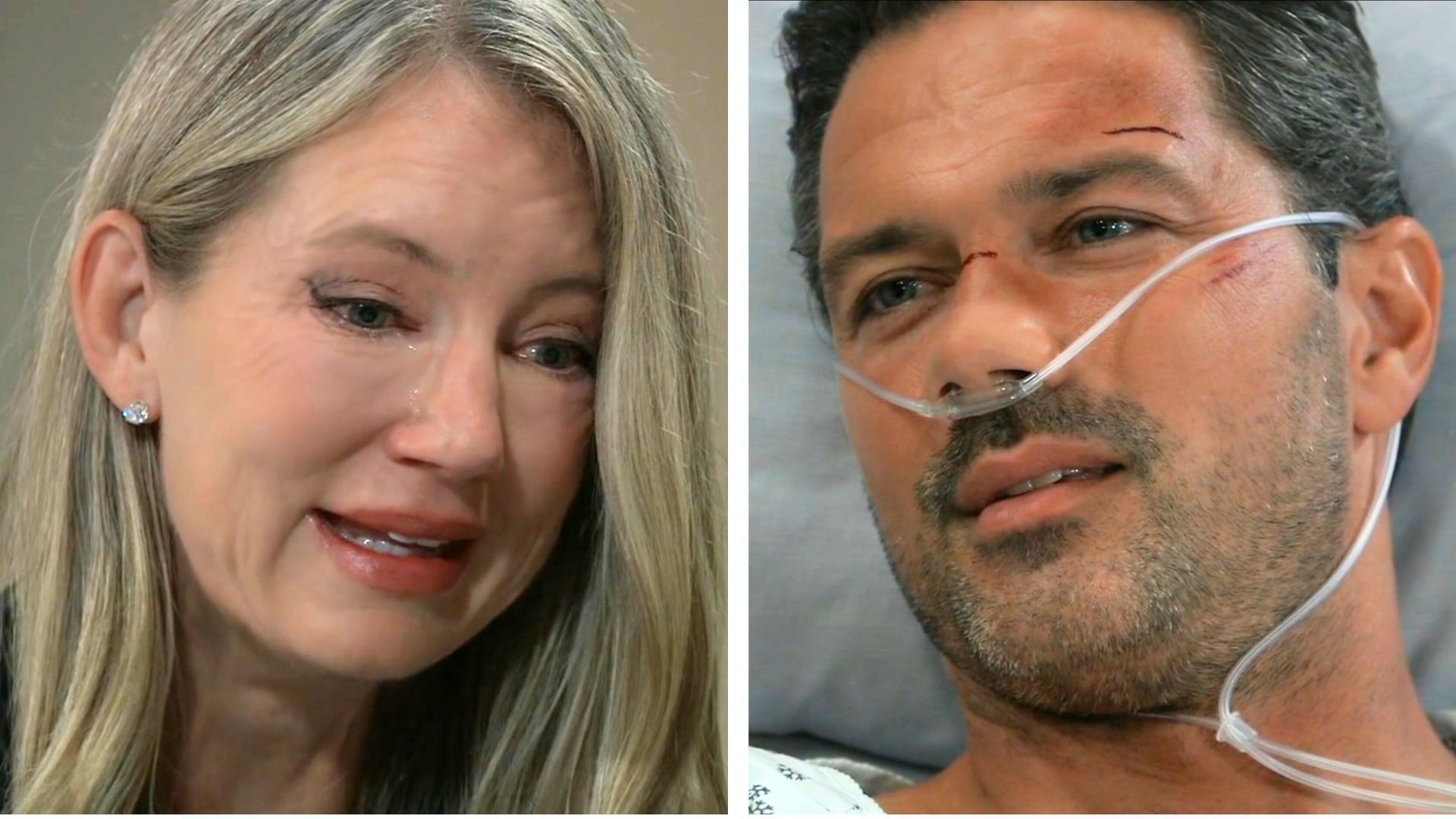 Nina (Cynthia Watros) was in tears over seeing Nathan (Ryan Paevey) at General Hospital | Image: ABC