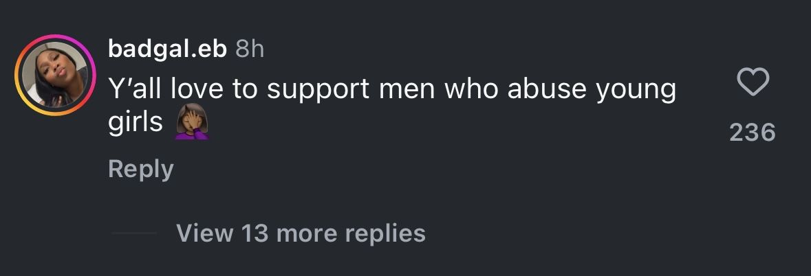 Comment of a user under The Shade Room&#039;s post about Tyrese calling the artist &ldquo;the King of R&amp;B.&quot; (Image via Instagram/@theshaderoom)