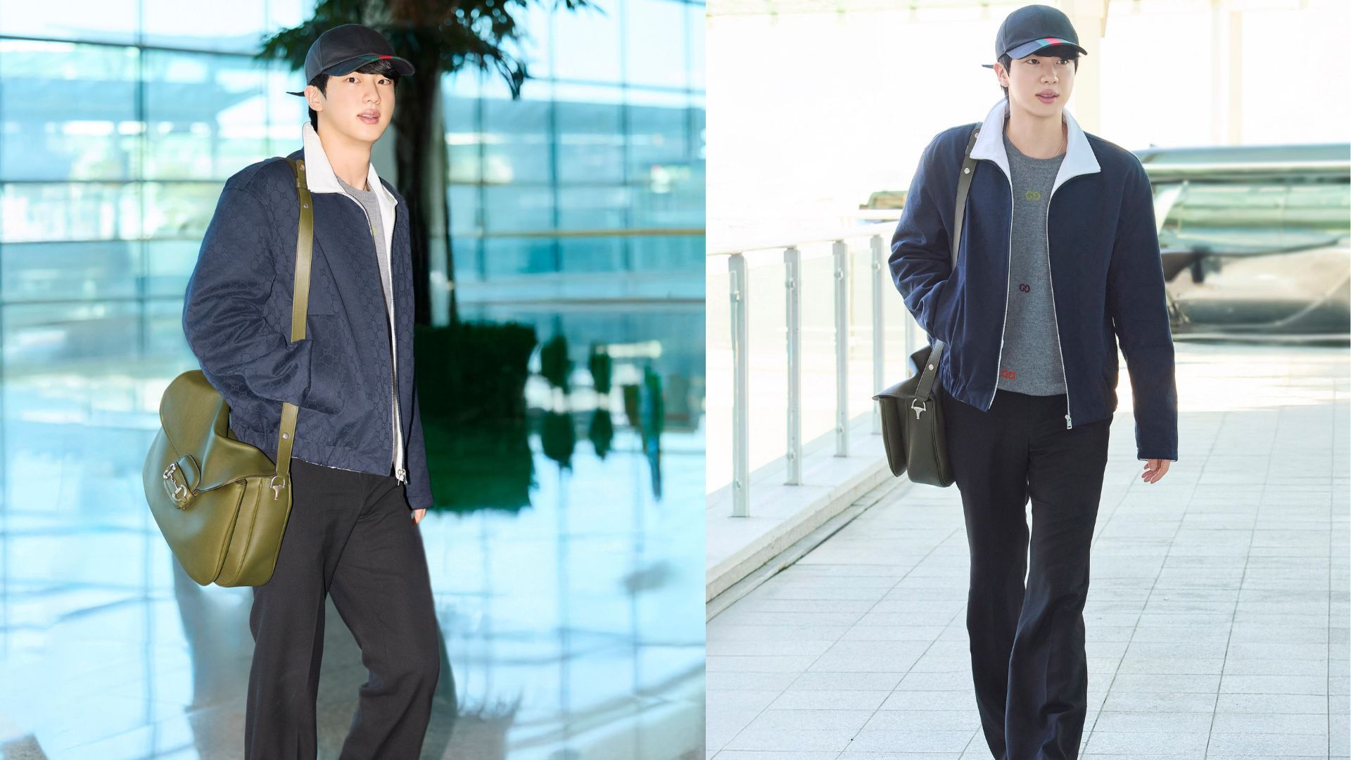 Gucci shares BTS&rsquo; Jin&rsquo;s airport look as the idol departs for Milan Fashion Week