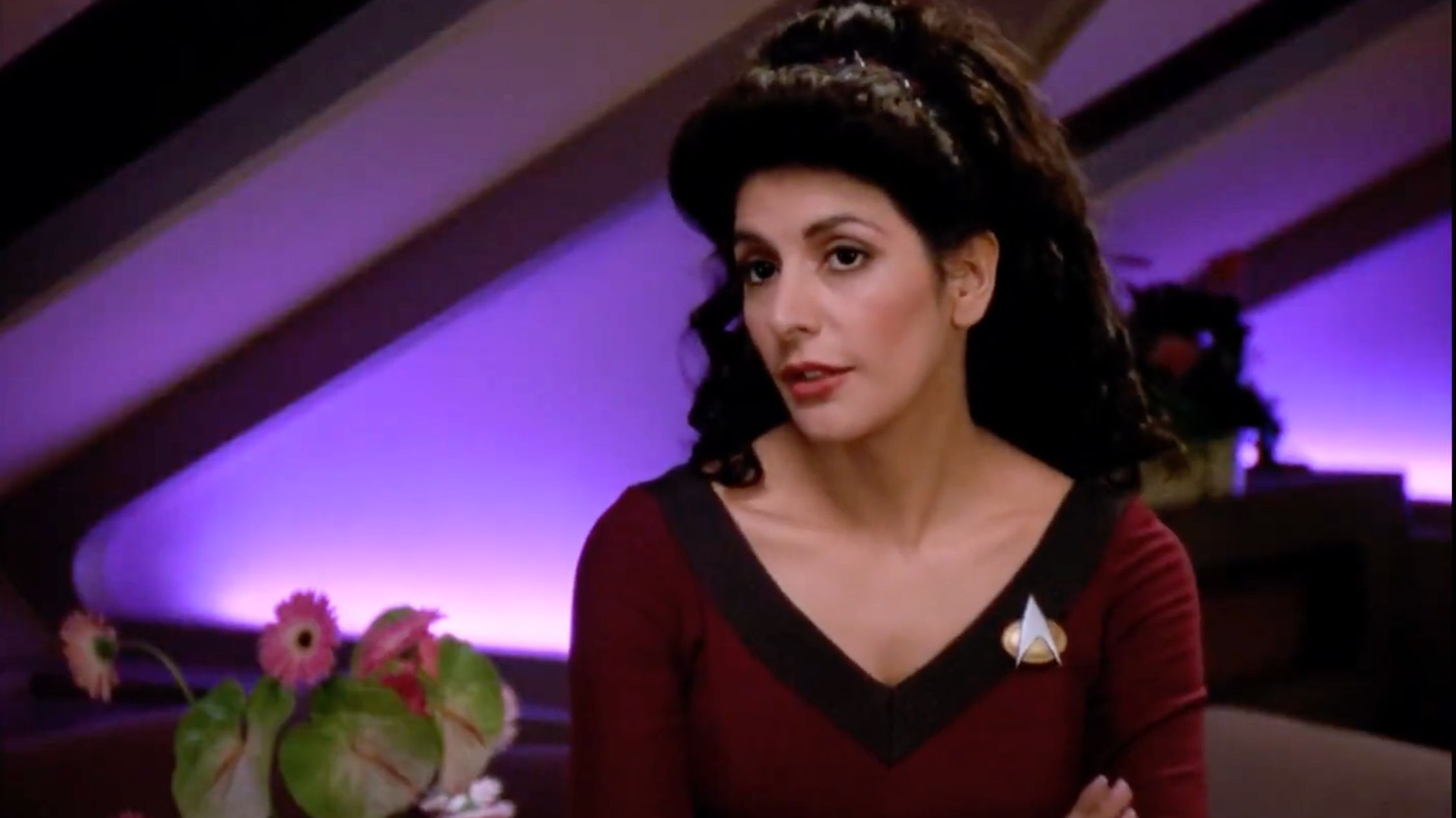 Marina Sirtis as Counselor Deanna Troi (Image via YouTube/Star Trek)
