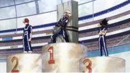 Katsuki Bakugo, Shoto Todoroki, and Fumikage Tokoyami - winners of sports festival (Image Credits: Studio Bones)