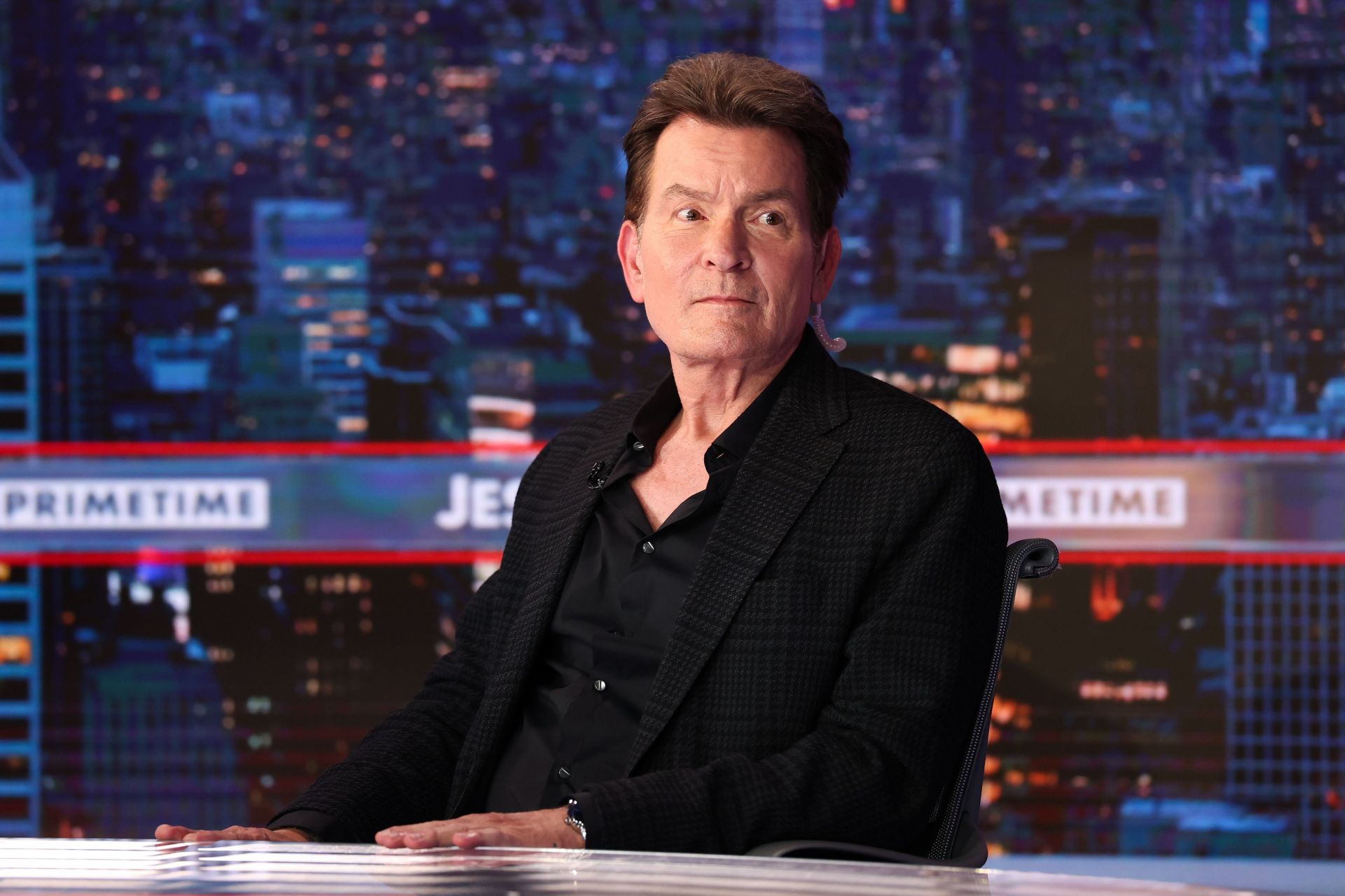 Charlie Sheen Visits &quot;Jesse Watters Primetime&quot; - Source: Getty